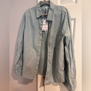 Zara - big kids size 13-14 cotton linen long sleeve shirt - never worn